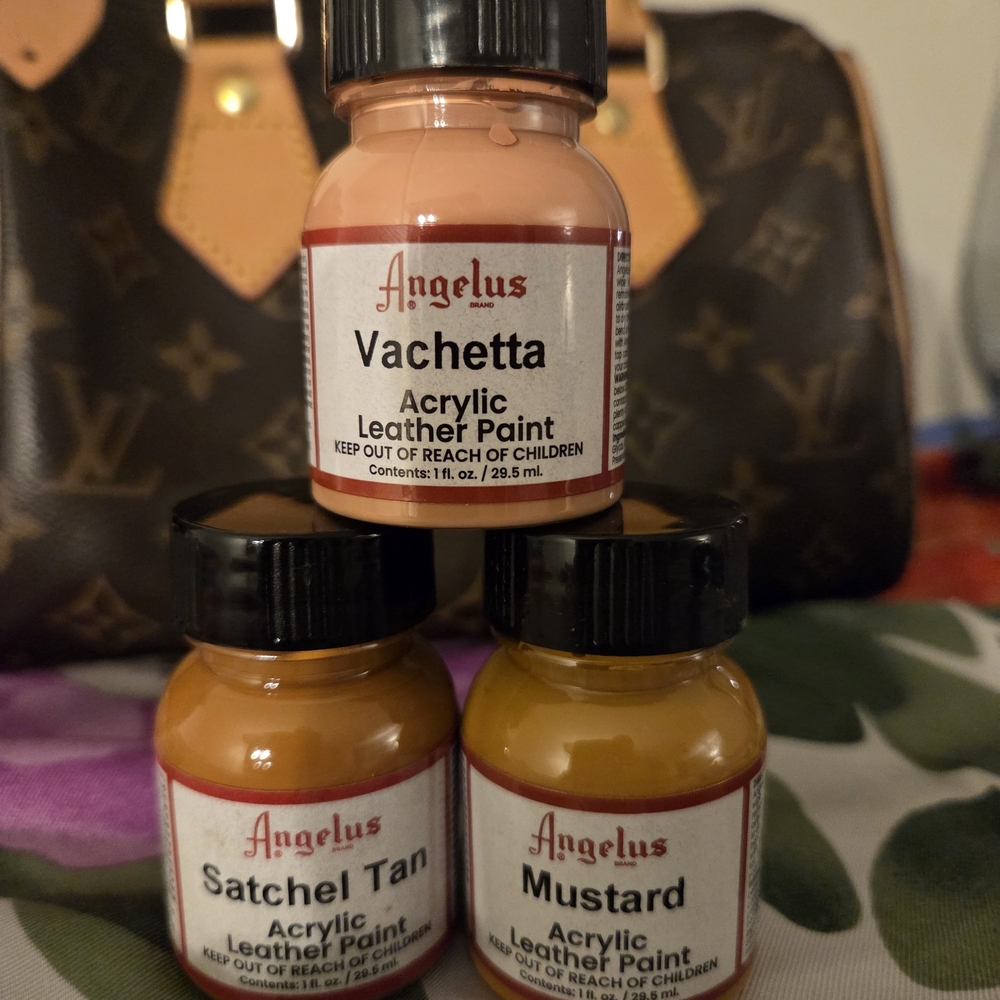 Angelus Vachetta, Satchel Tan & Mustard Acrylic Leather Paint Louis Vuitton